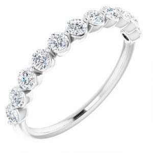 .66TCW/11  SI I-J Diamond Shared Claw Design Band 14KT WG/2.6MM