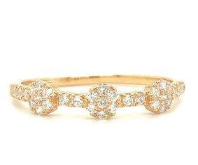 .12TCW Diamond Trio Flower Stacking Band 10KT