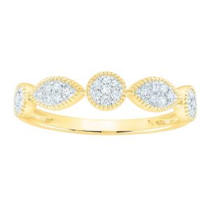 .17TCW Diamond Pave Round & Marquise Shaped Stacking Band 10KT