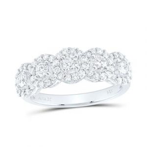 1.0TCW Diamond 5 Halo Anniversary Band 14KT WG