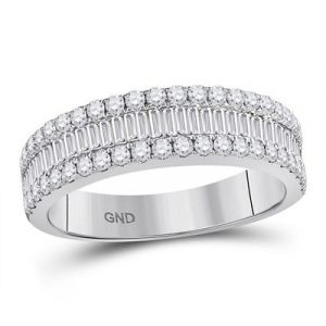 1.0TCW Diamond Baguette & Round Brilliant Anniversary Band 14KT WG