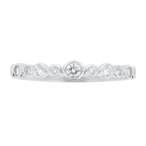 .28TCW Diamond Alternating Bezel Ladies Stacking Band 10KT WG