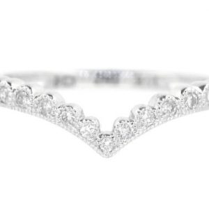 .15TCW Diamond Scalloped Vintage Design Chevron Ladies Stacking Band 10KT WG