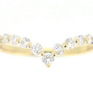.25TCW/11 Diamond Graduated Floating Chevron Ladies Anniversary Stacking Band 10KT/2.25MM