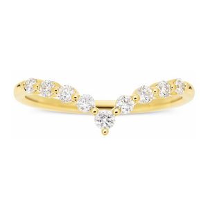.25TCW/11 Diamond Graduated Floating Chevron Ladies Anniversary Stacking Band 10KT/2.25MM