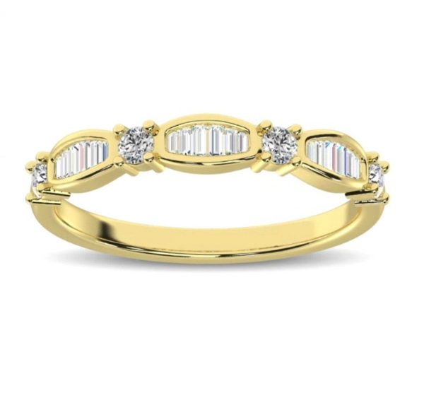 .25TCW Diamond Baguette & Round Brilliant Stacking Anniversary Band 14KT/3MM