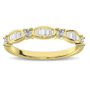 .25TCW Diamond Baguette & Round Brilliant Stacking Anniversary Band 14KT/3MM