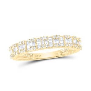 .33TCW Diamond Round & Baguette Ladies Stacking Anniversary Band 10KT/3MM