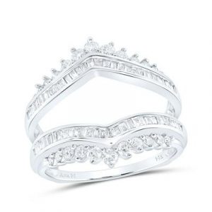 .75TCW Diamond Marquise & Baguette Chevron Design Ring Enhancer/Jacket 14KT WG