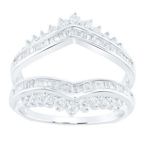 .75TCW Diamond Marquise & Baguette Chevron Design Ring Enhancer/Jacket 14KT WG