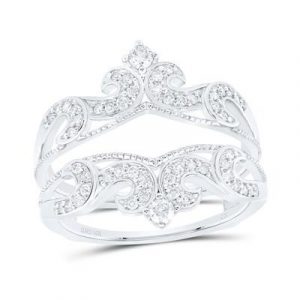 .33TCW Diamond Princess Tiara Design Ring Enhancer/Jacket 10KT WG