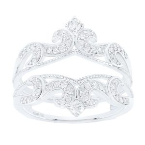 .33TCW Diamond Princess Tiara Design Ring Enhancer/Jacket 10KT WG