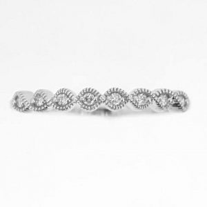 .08TCW/8  Diamond Vintage Style Anniversary Stacking Band 10KT WG