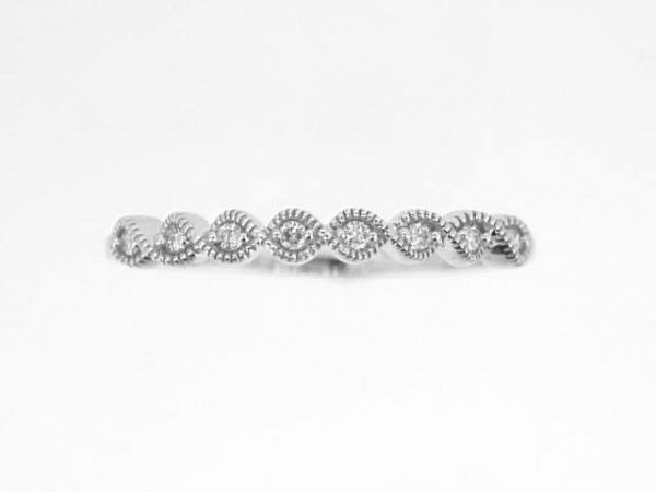 .08TCW/8  Diamond Vintage Style Anniversary Stacking Band 10KT WG