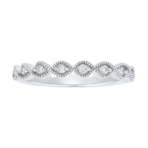 .08TCW/8 Diamond Vintage Style Anniversary Stacking Band 10KT WG