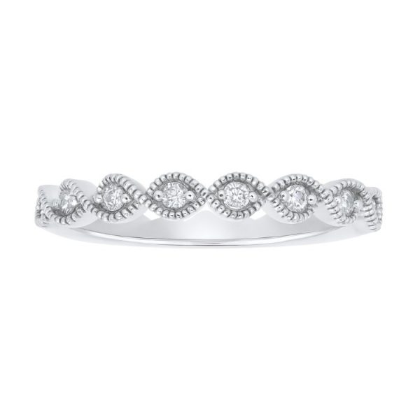 .08TCW/8  Diamond Vintage Style Anniversary Stacking Band 10KT WG