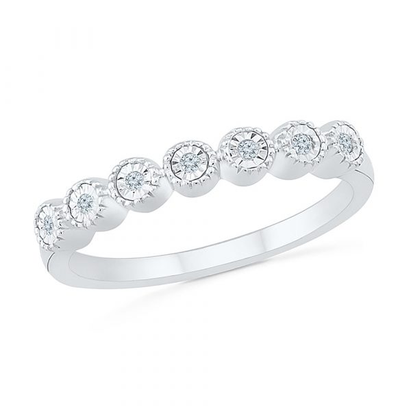.08TCW/7  Diamond Vintage Style Anniversary Stacking Band 10KT WG
