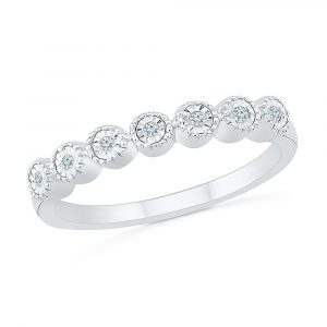 .08TCW/7  Diamond Vintage Style Anniversary Stacking Band 10KT WG