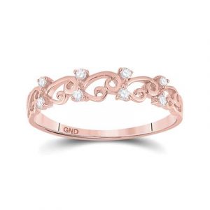 .10TCW Diamond Vintage Scroll Design Stacking Band 10KT PK