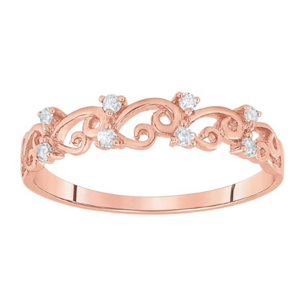 .10TCW Diamond Vintage Scroll Design Stacking Band 10KT PK