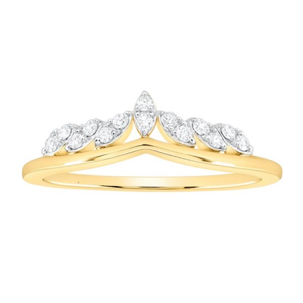 .15TCW Diamond Anniversary Stacking Chevron Tiara Band 10KT