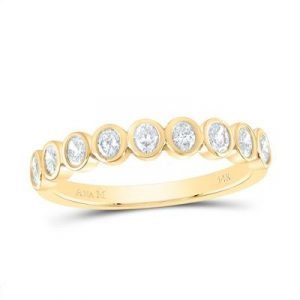 .50TCW/9 Oval Diamond Bezel Anniversary Stacking Band 14KT