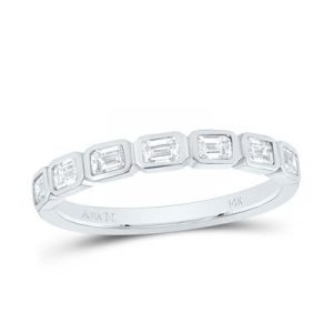 .65TCW/7 Emerald Cut Diamond Bezel Anniversary Stacking Band 14KT WG