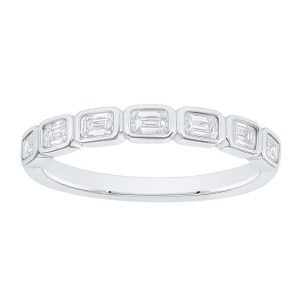 .65TCW/7 Emerald Cut Diamond Bezel Anniversary Stacking Band 14KT WG