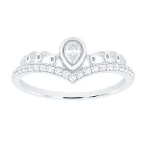 .33TCW Diamond Pear Shaped Crown Chevron Ladies Ring 10KT WG