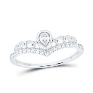 .33TCW Diamond Pear Shaped Crown Chevron Ladies Ring 10KT WG