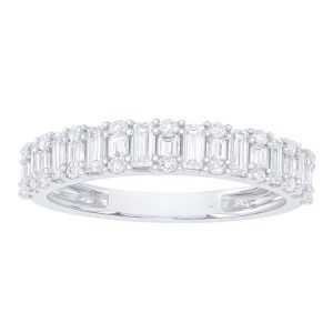 .33TCW Diamond Round & Baguette Ladies Stacking Anniversary Band 10KT WG/3MM
