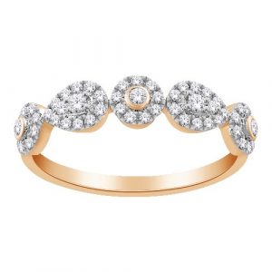 .33TCW Diamond Round & Pear Shaped Halo Ladies Stacking Anniversary Band 10KT