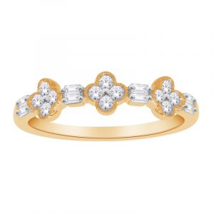 .25TCW Diamond Round & Baguette Cut Multi Clover Ladies Stacking Anniversary Band 10KT