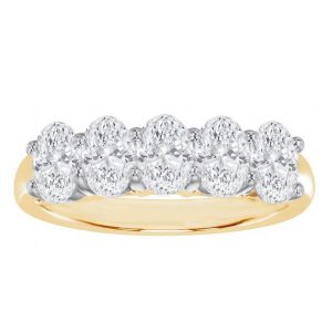 1.00TCW x5 Oval LAB Diamond VS G Ladies Stacking Anniversary Band 14KT