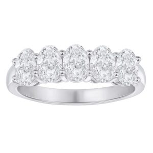 1.00TCW x5 Oval LAB Diamond VS G Ladies Stacking Anniversary Band 14KT WG
