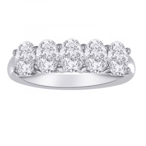 1.00TCW x5 Oval LAB Diamond VS G Ladies Stacking Anniversary Band 14KT WG