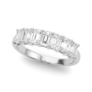 2.06TCW VS2-SI1 EF Emerald Cut Diamond 7 Stone Anniversary Stacking Band 14KT WG  CERT# IGL122093-1