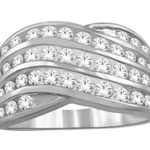 1.0TCW Diamond Curved Channel Set Right Hand Ring 10KT WG