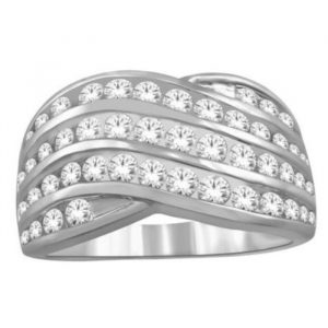 1.0TCW Diamond Curved Channel Set Right Hand Ring 10KT WG