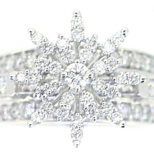 1.50TCW Diamond Snowflake Cluster Ring 14KT WG **Clearance-Final Sale**
