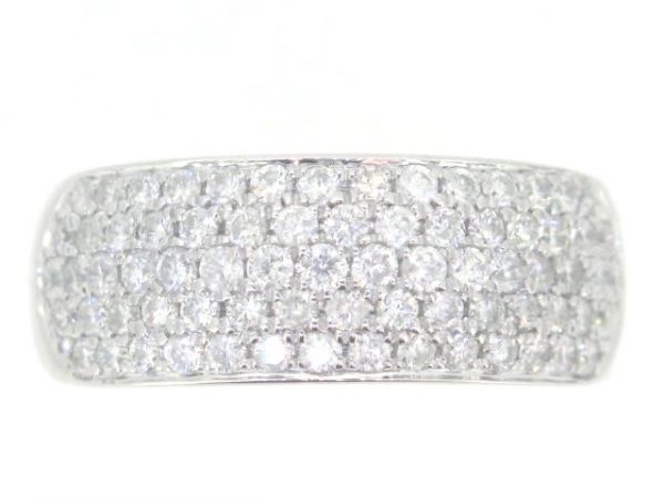 1.0TCW Diamond 5 Row Micro Pave Dome Band 10KT WG