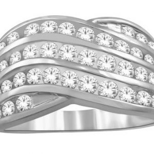 1.0TCW Diamond 4 Row Crossover Channel Set Right Hand Band 10KT WG