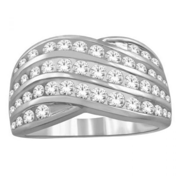 1.0TCW Diamond 4 Row Crossover Channel Set Right Hand Band 10KT WG