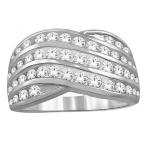 1.0TCW Diamond 4 Row Crossover Channel Set Right Hand Band 10KT WG