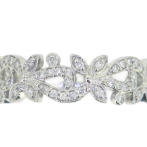 .25TCW/57 Diamond Floral Vintage Design Ladies Band 10KT WG