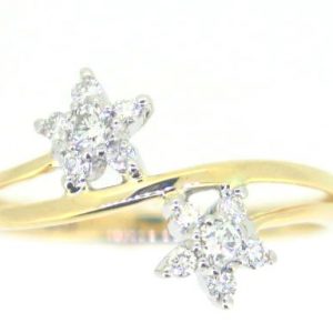 .25TCW Diamond Double Flower Bypass Ladies Ring 10KT
