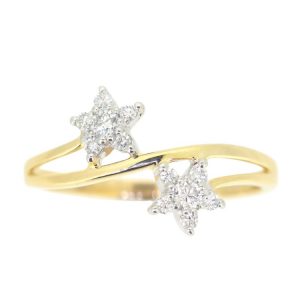 .25TCW Diamond Double Flower Bypass Ladies Ring 10KT