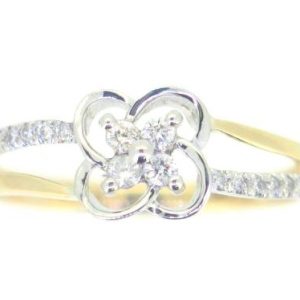 .15TCW Diamond Flower Swirl Split Shank Ladies Ring 10KT TT