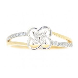 .15TCW Diamond Flower Swirl Split Shank Ladies Ring 10KT TT