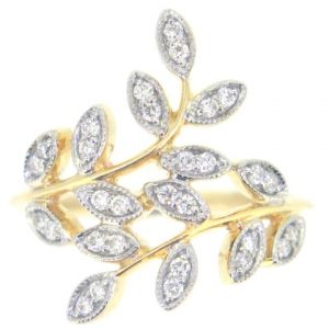 .25TCW Diamond Crawling Vine & Leaf Design Ring 10KT